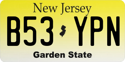 NJ license plate B53YPN