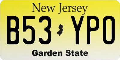 NJ license plate B53YPO