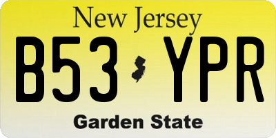 NJ license plate B53YPR