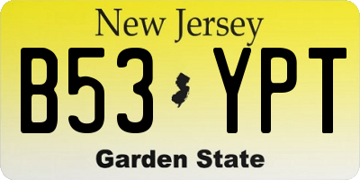 NJ license plate B53YPT