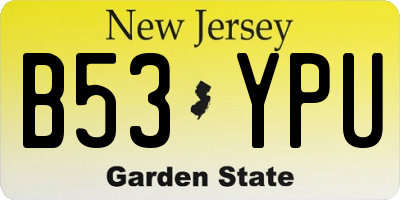 NJ license plate B53YPU