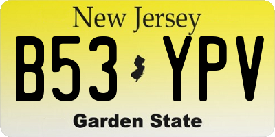 NJ license plate B53YPV