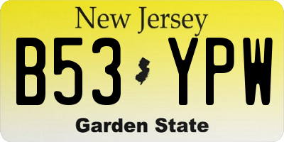 NJ license plate B53YPW