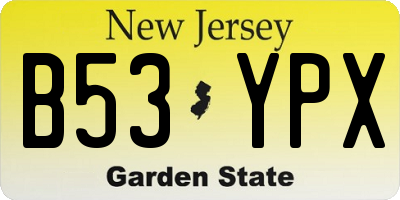 NJ license plate B53YPX