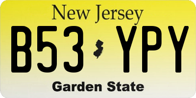NJ license plate B53YPY