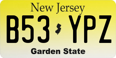 NJ license plate B53YPZ