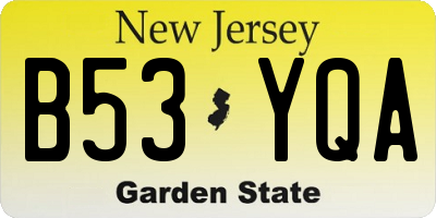 NJ license plate B53YQA