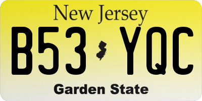 NJ license plate B53YQC
