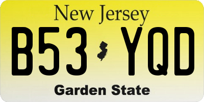 NJ license plate B53YQD