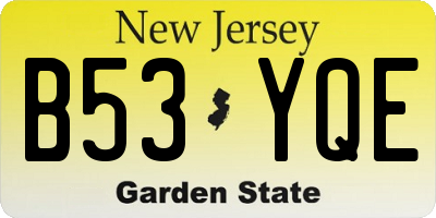 NJ license plate B53YQE