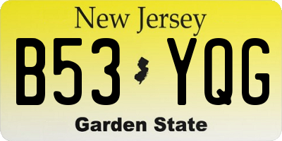 NJ license plate B53YQG