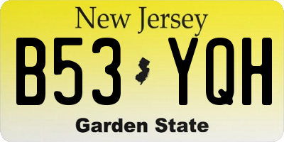 NJ license plate B53YQH