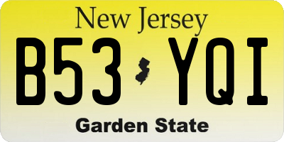 NJ license plate B53YQI