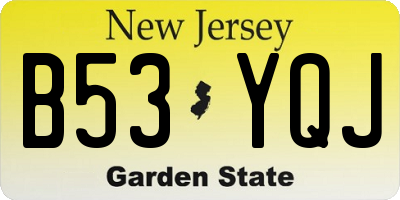 NJ license plate B53YQJ