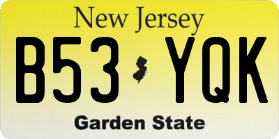 NJ license plate B53YQK