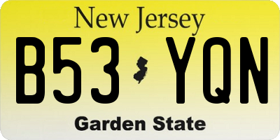 NJ license plate B53YQN