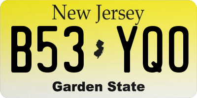 NJ license plate B53YQO