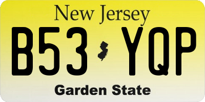 NJ license plate B53YQP