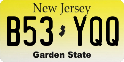 NJ license plate B53YQQ