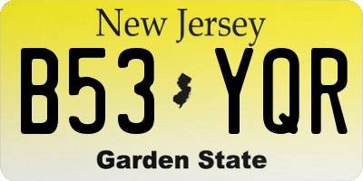 NJ license plate B53YQR