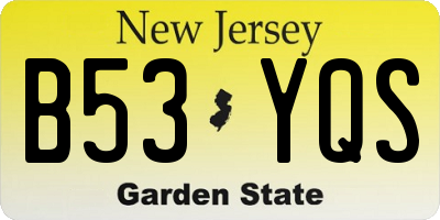 NJ license plate B53YQS