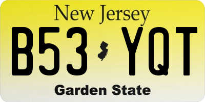 NJ license plate B53YQT