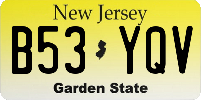 NJ license plate B53YQV