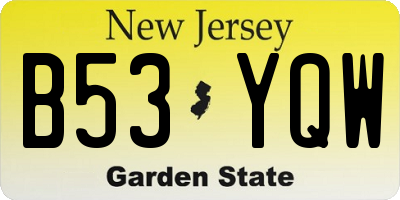 NJ license plate B53YQW