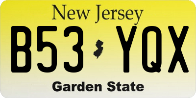 NJ license plate B53YQX