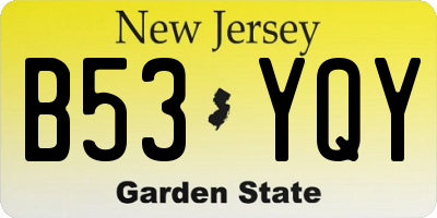 NJ license plate B53YQY