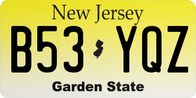 NJ license plate B53YQZ