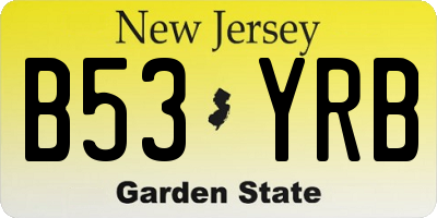 NJ license plate B53YRB