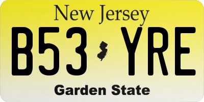 NJ license plate B53YRE