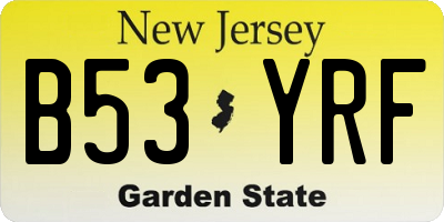 NJ license plate B53YRF