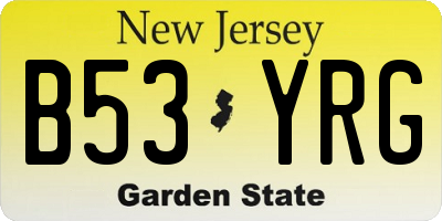 NJ license plate B53YRG