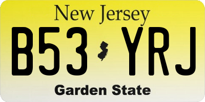 NJ license plate B53YRJ