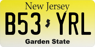 NJ license plate B53YRL