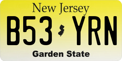 NJ license plate B53YRN