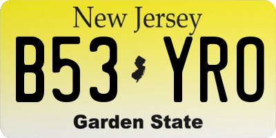 NJ license plate B53YRO