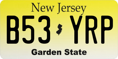 NJ license plate B53YRP