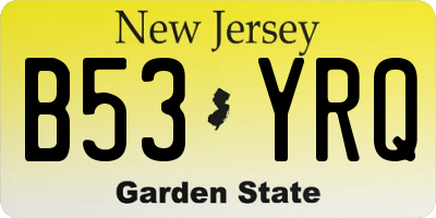 NJ license plate B53YRQ