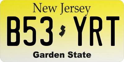 NJ license plate B53YRT