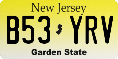 NJ license plate B53YRV