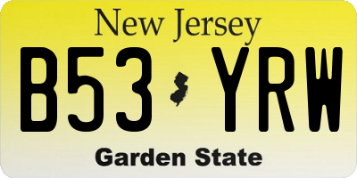 NJ license plate B53YRW