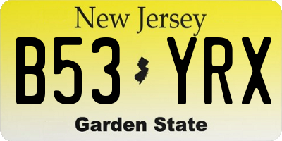 NJ license plate B53YRX