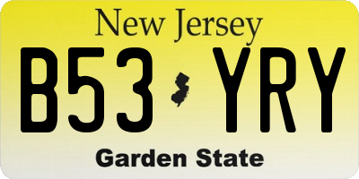 NJ license plate B53YRY