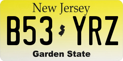 NJ license plate B53YRZ