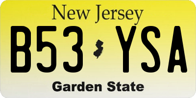 NJ license plate B53YSA