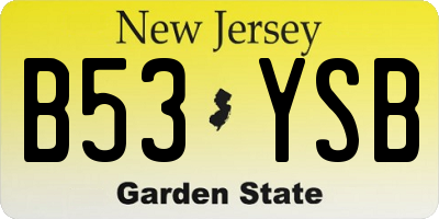 NJ license plate B53YSB