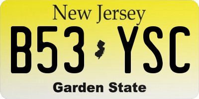 NJ license plate B53YSC